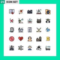 25 User Interface Filled line Flat Color Pack of modern Signs and Symbols of bag share camera people business Editable Vector Design Elements