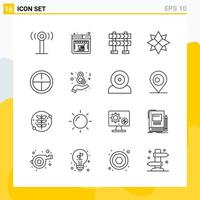 Collection of 16 Universal Line Icons Icon Set for Web and Mobile Creative Black Icon vector background