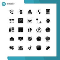 Pictogram Set of 25 Simple Solid Glyphs of round up love arrows room Editable Vector Design Elements