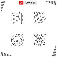 4 Icons Line Style Grid Based Creative Outline Symbols for Website Design Simple Line Icon Signs Isolated on White Background 4 Icon Set Creative Black Icon vector background