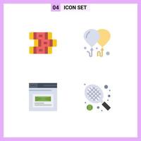 4 Universal Flat Icons Set for Web and Mobile Applications education website balloon internet racket Editable Vector Design Elements
