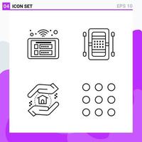 Set of 4 icons in Line style Creative Outline Symbols for Website Design and Mobile Apps Simple Line Icon Sign Isolated on White Background 4 Icons Creative Black Icon vector background