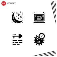 User Interface Pack of Basic Solid Glyphs of moon layout brief office case business Editable Vector Design Elements