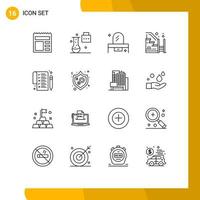 Modern Set of 16 Outlines and symbols such as up progress science portfolio home dresser Editable Vector Design Elements