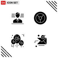 Pixle Perfect Set of 4 Solid Icons Glyph Icon Set for Webite Designing and Mobile Applications Interface Creative Black Icon vector background