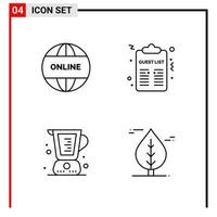 4 General Icons for website design print and mobile apps 4 Outline Symbols Signs Isolated on White Background 4 Icon Pack Creative Black Icon vector background