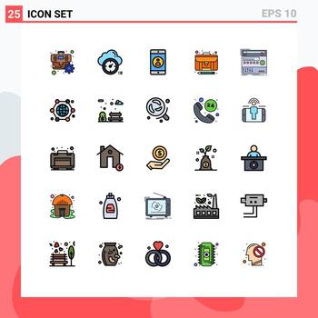 Set of 25 Modern UI Icons Symbols Signs for component case application creator article Editable Vector Design Elements
