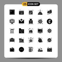 Mobile Interface Solid Glyph Set of 25 Pictograms of technology tap package eye software Editable Vector Design Elements