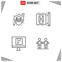 4 Icons Line Style Grid Based Creative Outline Symbols for Website Design Simple Line Icon Signs Isolated on White Background 4 Icon Set Creative Black Icon vector background