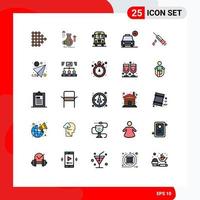 Universal Icon Symbols Group of 25 Modern Filled line Flat Colors of injection vehicles car add car Editable Vector Design Elements