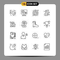 Modern Set of 16 Outlines Pictograph of hardware hardware money diy universe Editable Vector Design Elements