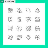 Group of 16 Outlines Signs and Symbols for islam quran look gamepad wireless Editable Vector Design Elements