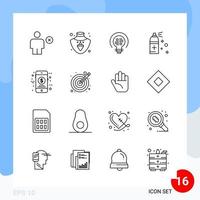 paquete moderno de 16 símbolos de contorno de línea de iconos aislados en fondo blanco para el diseño de sitios web fondo de vector de icono negro creativo