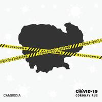 plantilla de bloqueo de mapa de camboya para pandemia de coronavirus para detener la transmisión de virus plantilla de concientización covid 19 vector