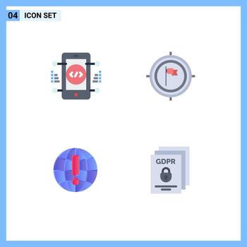 4 iconos creativos signos y símbolos modernos de codificación globo web fecha límite navegador elementos de diseño vectorial editables vector