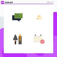 Universal Icon Symbols Group of 4 Modern Flat Icons of chat trowel shopping gold construction Editable Vector Design Elements