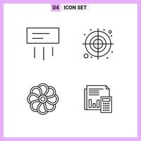 4 Icons in Line Style Outline Symbols on White Background Creative Vector Signs for Web mobile and Print Creative Black Icon vector background