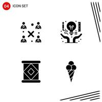 Collection of 4 Vector Icons in solid style Pixle Perfect Glyph Symbols for Web and Mobile Solid Icon Signs on White Background 4 Icons Creative Black Icon vector background