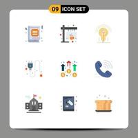 9 Flat Color concept for Websites Mobile and Apps business socket board plug hotel Editable Vector Design Elements