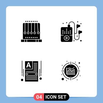 paquete de líneas vectoriales editables de 4 glifos sólidos simples de análisis de música swing web de gravedad elementos de diseño vectorial editables vector