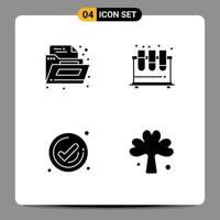 Pictogram Set of 4 Simple Solid Glyphs of document management chemistry lab check Editable Vector Design Elements