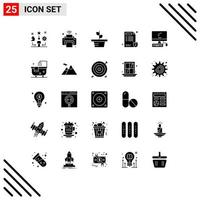 Universal Icon Symbols Group of 25 Modern Solid Glyphs of report hospital iot doctor nature Editable Vector Design Elements