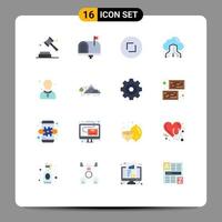 Modern Set of 16 Flat Colors Pictograph of online share in box link zoom Editable Pack of Creative Vector Design Elements