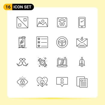 Stock Vector Icon Pack of 16 Line Signs and Symbols for mobile iphone scale android smart phone Editable Vector Design Elements