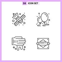 4 Icons in Line Style Outline Symbols on White Background Creative Vector Signs for Web mobile and Print Creative Black Icon vector background