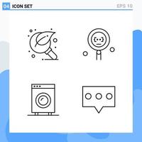 Modern 4 Line style icons Outline Symbols for general use Creative Line Icon Sign Isolated on White Background 4 Icons Pack Creative Black Icon vector background