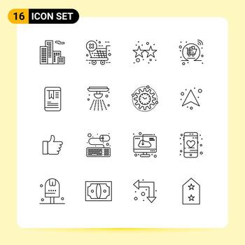 Set of 16 Vector Outlines on Grid for alarm tag party mobile online Editable Vector Design Elements
