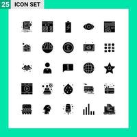 Modern Set of 25 Solid Glyphs Pictograph of web eye interface degrees electric Editable Vector Design Elements