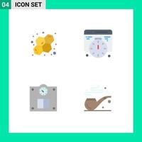 Set of 4 Vector Flat Icons on Grid for atom pipe development floor st Editable Vector Design Elements