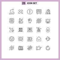 Group of 25 Modern Lines Set for present bag alert decoration photo Editable Vector Design Elements