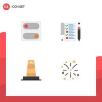 Pictogram Set of 4 Simple Flat Icons of preferences under list business fire work Editable Vector Design Elements