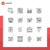 Set of 16 Modern UI Icons Symbols Signs for pumpkin pin storage location speaker Editable Vector Design Elements