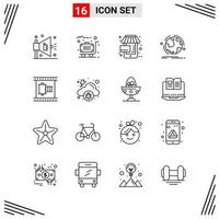 16 Icons Line Style Grid Based Creative Outline Symbols for Website Design Simple Line Icon Signs Isolated on White Background 16 Icon Set Creative Black Icon vector background