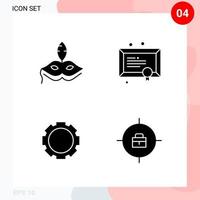 Vector Pack of 4 Icons in Solid Style Creative Glyph Pack isolated on White Background for Web and Mobile Creative Black Icon vector background