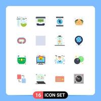 16 Universal Flat Colors Set for Web and Mobile Applications running junk food help food smartphone Editable Pack of Creative Vector Design Elements