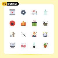 16 Creative Icons Modern Signs and Symbols of food bottle setting chat online Editable Pack of Creative Vector Design Elements