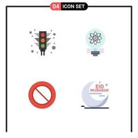 Editable Vector Line Pack of 4 Simple Flat Icons of city ban signal light sign Editable Vector Design Elements