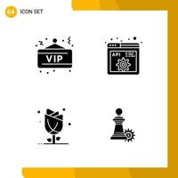 4 Icon Set Solid Style Icon Pack Glyph Symbols isolated on White Backgound for Responsive Website Designing Creative Black Icon vector background