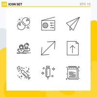 Set of 9 Commercial Outlines pack for document corner plane arrow couple Editable Vector Design Elements