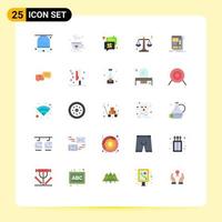 Universal Icon Symbols Group of 25 Modern Flat Colors of framing scales fathers day law speech bubble Editable Vector Design Elements