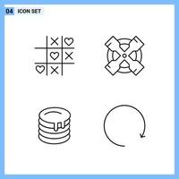 4 iconos estilo de línea símbolos de contorno creativo icono de línea negra signo aislado sobre fondo blanco fondo de vector de icono negro creativo