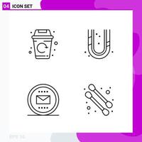 Line Icon set Pack of 4 Outline Icons isolated on White Background for Web Print and Mobile Creative Black Icon vector background