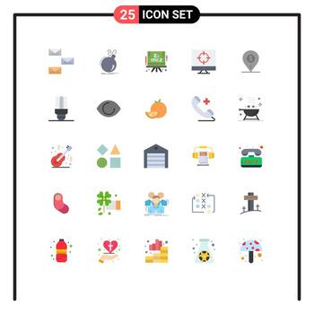 User Interface Pack of 25 Basic Flat Colors of dollar target ddos seo science Editable Vector Design Elements