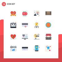 16 User Interface Flat Color Pack of modern Signs and Symbols of seo consulting moon home appliances desk Editable Pack of Creative Vector Design Elements