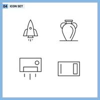 Set of 4 Modern UI Icons Symbols Signs for rocket vase startup greece appliances Editable Vector Design Elements