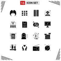 Modern Set of 16 Solid Glyphs Pictograph of success science pattren system professor file cover Editable Vector Design Elements